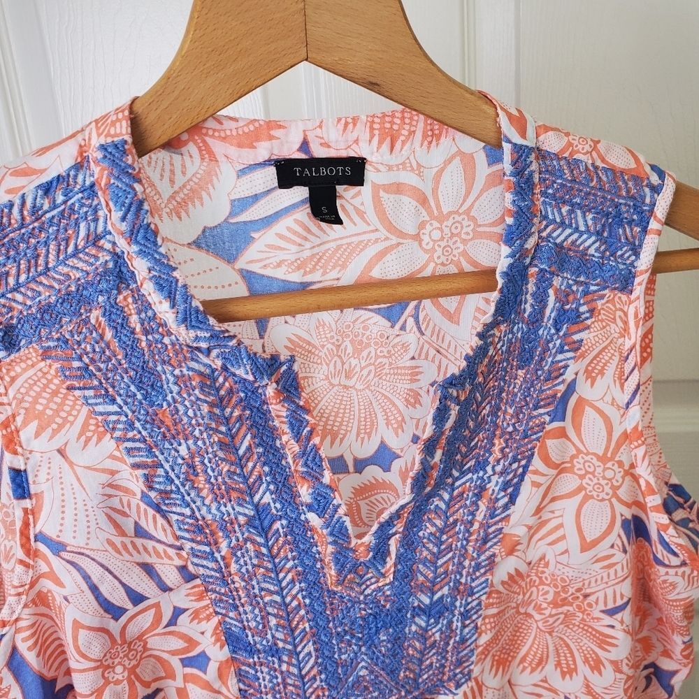 Talbots Patterned Embroidered Top Size Small - Picture 4 of 7